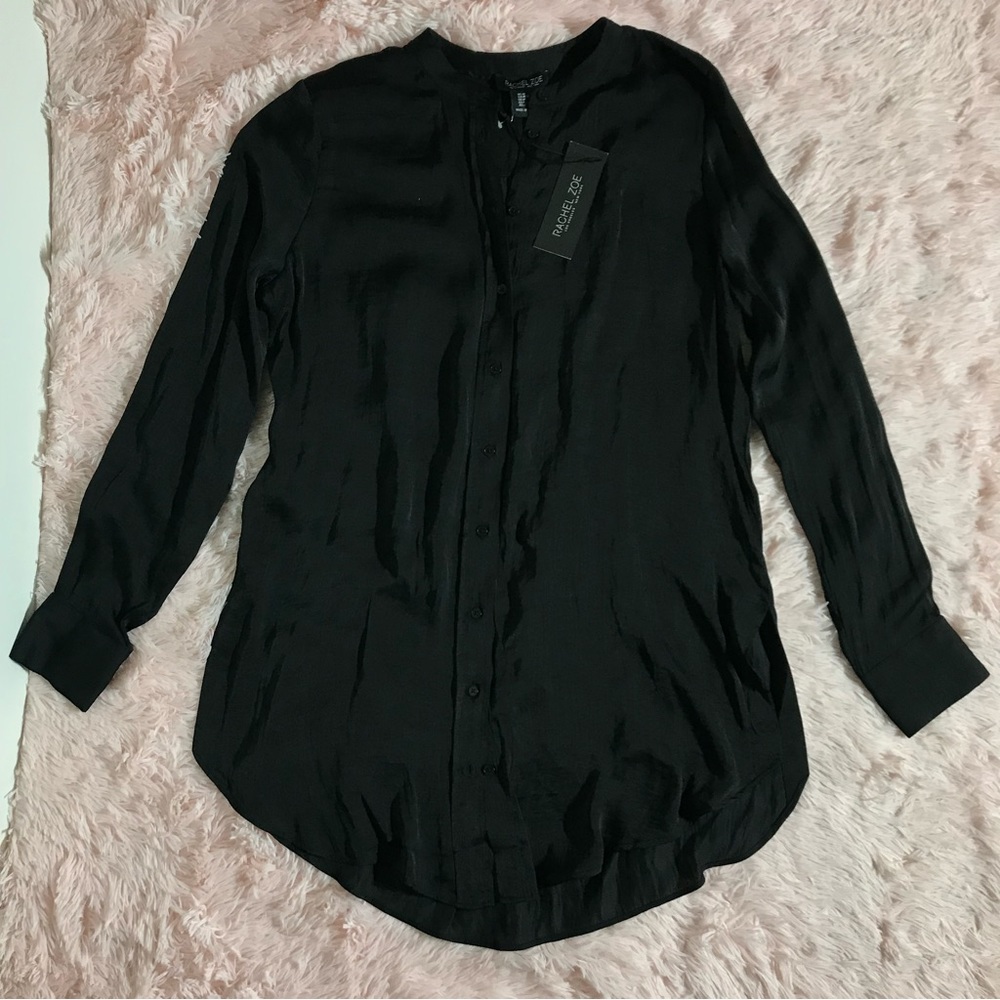 Rachel Zoe black button up tunic